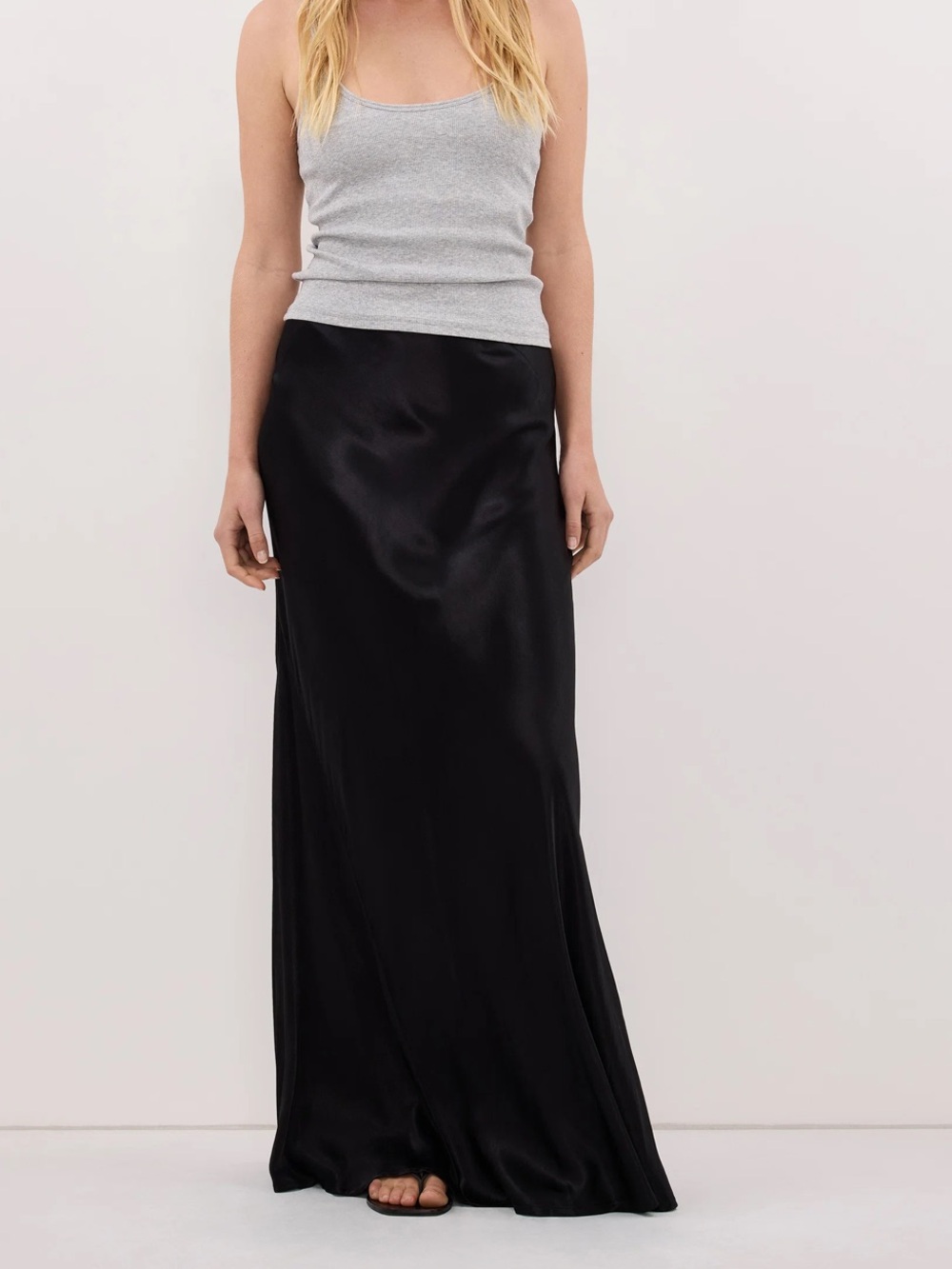 DISSH Charli Black Satin Maxi Skirt